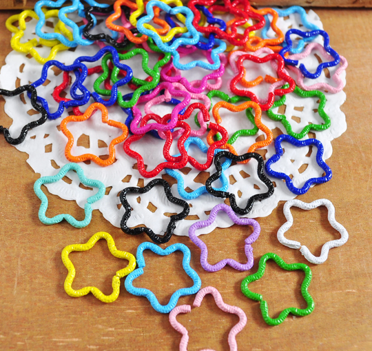 Colored Open Jumpring, 30/50/100Pcs16mm New Style Colorful Star Jump Rings Twisted Split Spacer Connectors For Jewelry Making