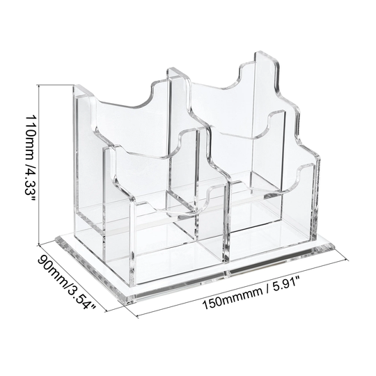 Business Card Holder Acrylic 4 Slots Desktop Card Display Stand Clear