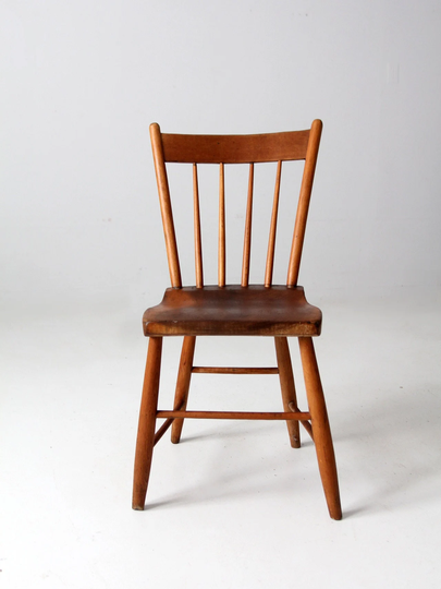 Antique Plank Seat Chair, Primitive Farmhouse Chair