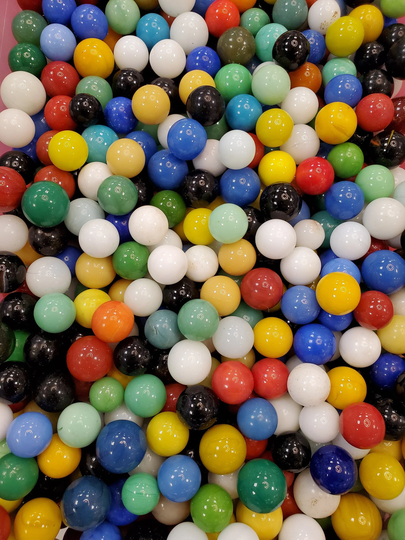60 Antique Game Marbles - Mixed Color Solid Glass Vintage Target For Games, Such As Chinese Checkers
