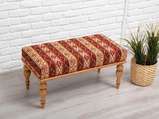 Turkish Kilim Rug Bench/Natural Wooden Furniture Ottoman Stool Bedside Dining Table Chair Kitchen Sitting