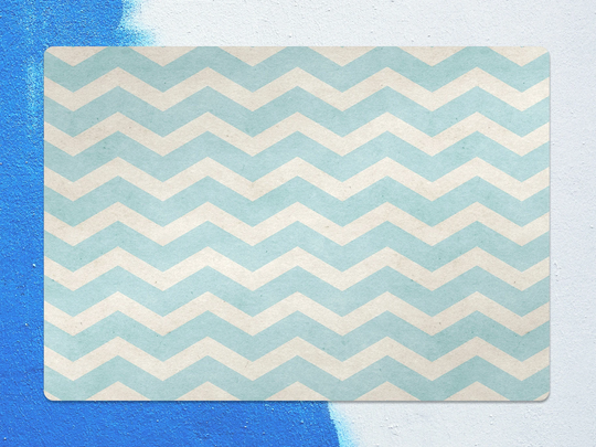 Zigzag Chair Mat, Blue Splat White Vinyl Floor Art Deco Protective Flooring, Housewarming Gift