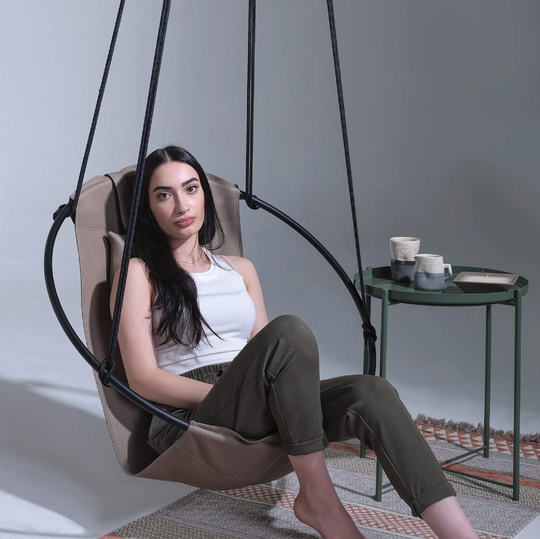Mernliving Leather Hanging Chair - Hammock Chair, Indoor Swing, Boho in Bedroom Mink Swing