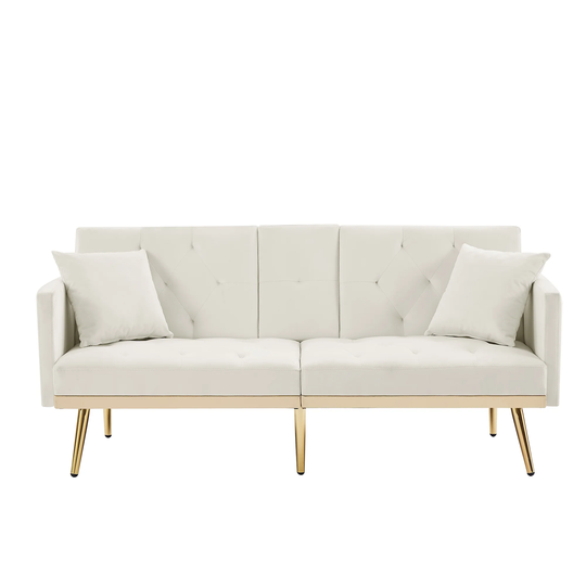 Modern Loveseat Sofa Chair with Metal Feet Fabric Couch with 2 Pillows for Living Room