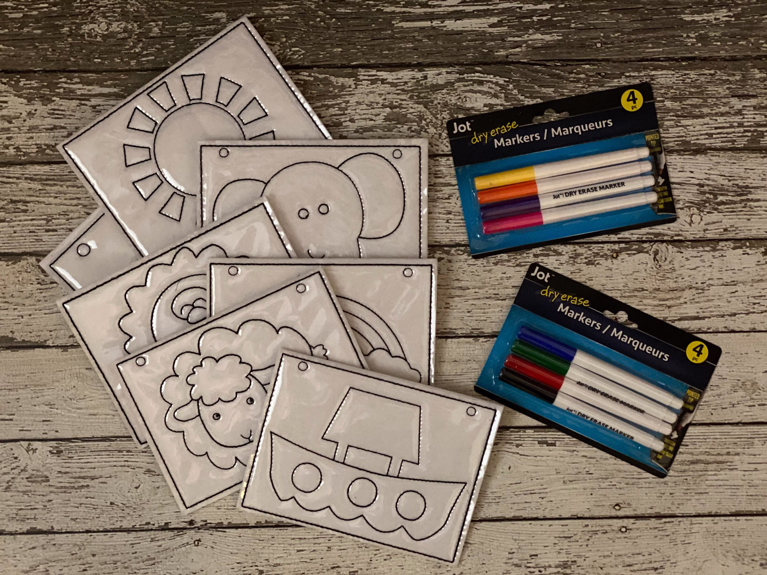 Noah's Ark Reusable Coloring Pages Busy Book Quiet Dry Erase Birthday Party Favor Gift