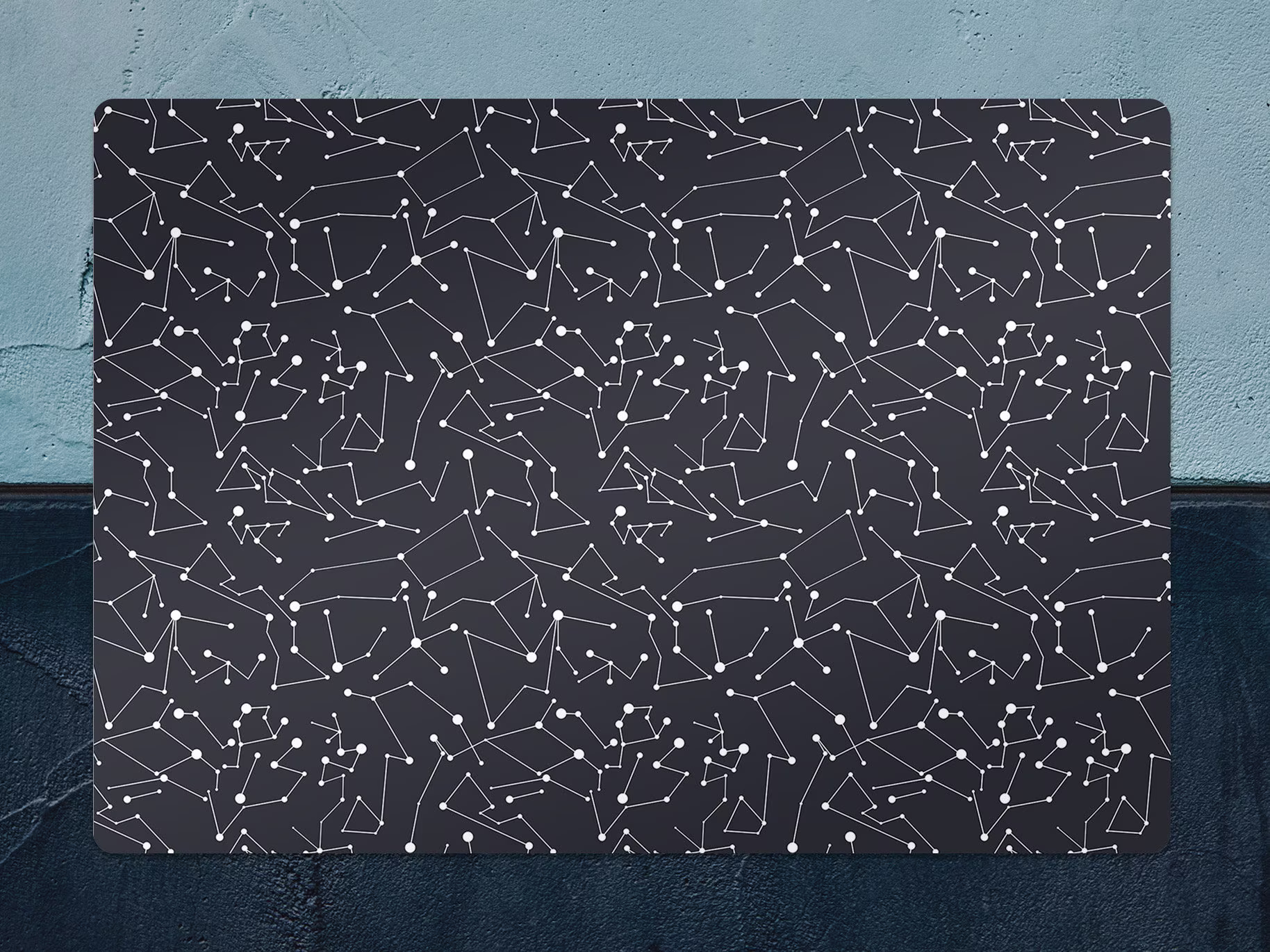 Constellations Chair Mat, Black Vinyl Floor White Protective Abstract Splat Gift Idea, Office Room Rug, Kids Rug