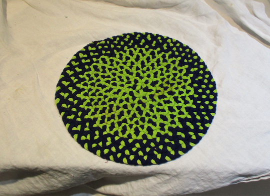 Vintage Braided Chair Pad Or Small Round Rug, Hand Made, Country Decor Wall Hanging