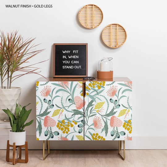 Credenza/Sideboard Entertainment Center Wood Furniture Floral Cabinet Retro Home Decor