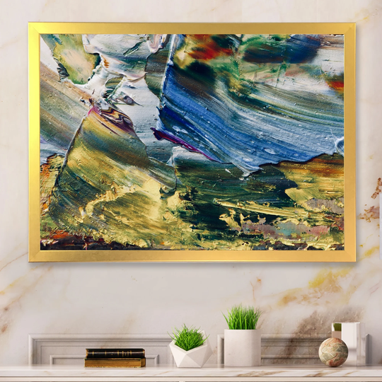 Designart 'Colorful Abstract Painting Strokes XIII' Modern Framed artwork
