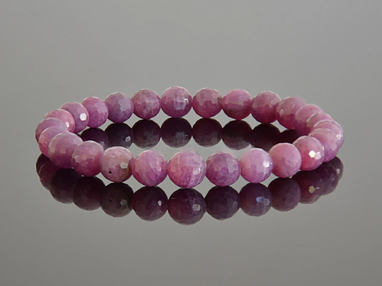 Genuine High Grade Ruby Beaded Bracelet 7mm - 8mm Aaa+ Faceted July Birthstone Premium Jewelry