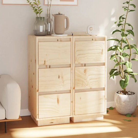 vidaXL Sideboards 2 pcs 12.6"x13.4"x29.5" Solid Wood Pine