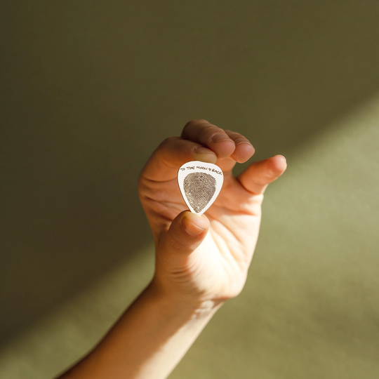 Actual Fingerprint Engraved Guitar Pick Custom Hand Stamped Pick, Baby Jewelry Personalized Gift For Dad, Music Lover cm21