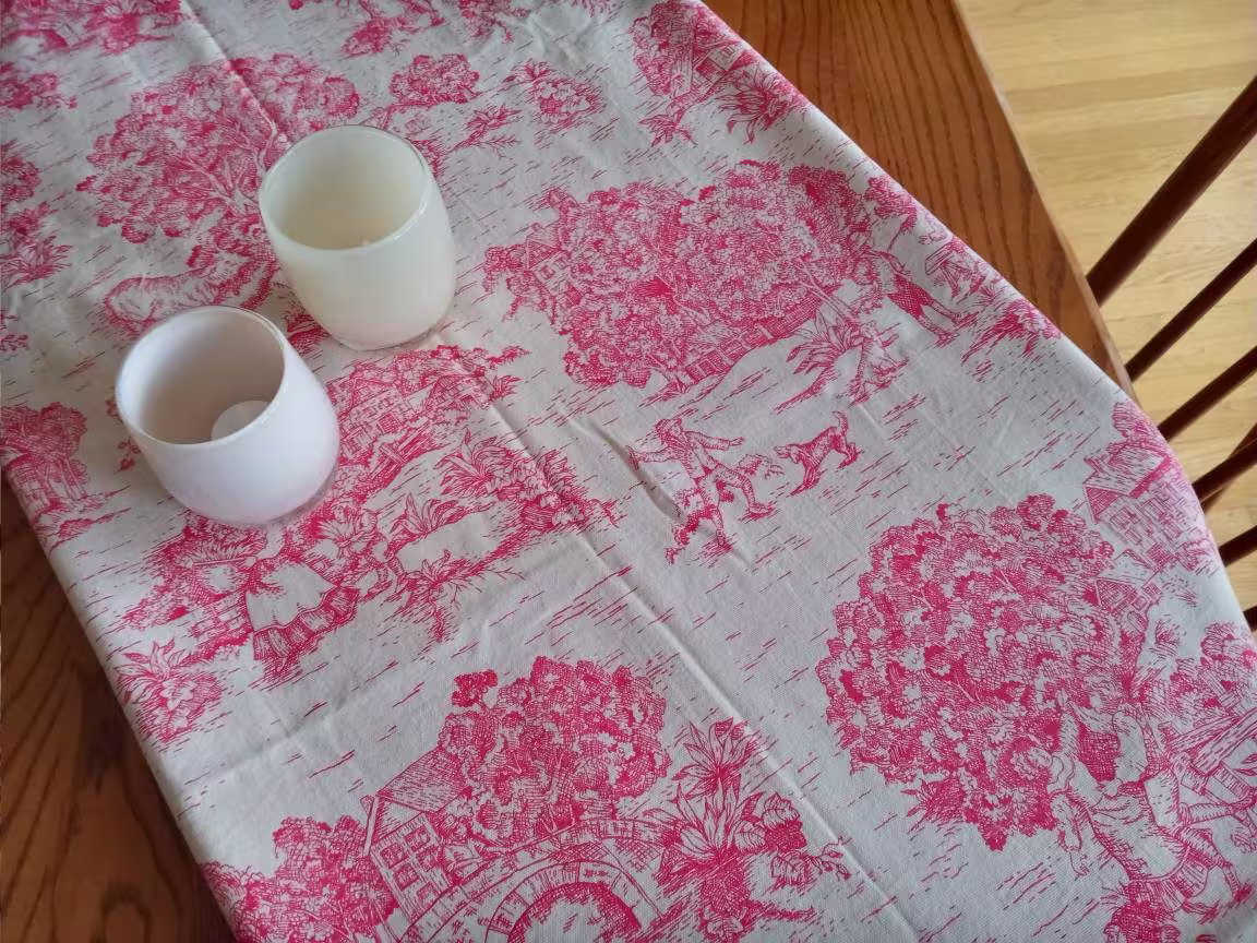 Red Cream Toile Table Runner All Sizes
