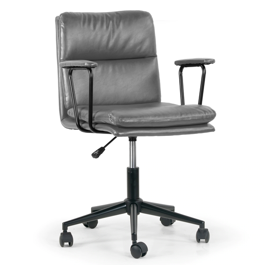 Avalee Grey Faux Leather Adjustable Height Swivel Office Chair w/ Arms