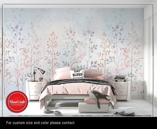 Colorful Soft Smooth Pastel Colored Wild Flowers & Plants Wallpaper/3D Removable Peel Stick