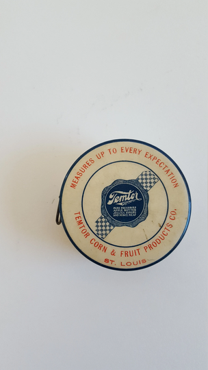 Vintage Circa 1921 Advertising Cloth Tape Measure Celluloid Cover Temtor Corn & Fruit Products Co. 57"