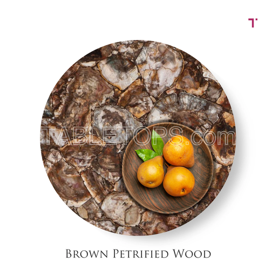 Brown Petrified Wooden Table Top, Kitchen Counter-Top, Living Room Tabletop, Gemstone Surface, Cladding, Patios Healing Stone Tops