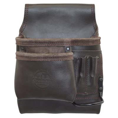 5-Pocket Left-Handed Nail & Tool Pouch Oil Tanned Leather
