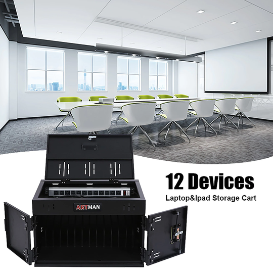 12 Device Portable Charging Station for Laptop Computers with Lock