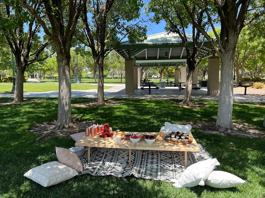 Boho Large Table, 28x71 H 13/19 Inc, Wooden Folding Low Picnic Camp/Patio Foldable Table