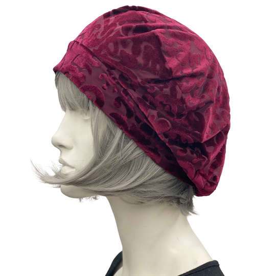 Berets For Women, Wine Velvet Satin Lined Hat, Best Friend Gifts, Handmade in The Usa
