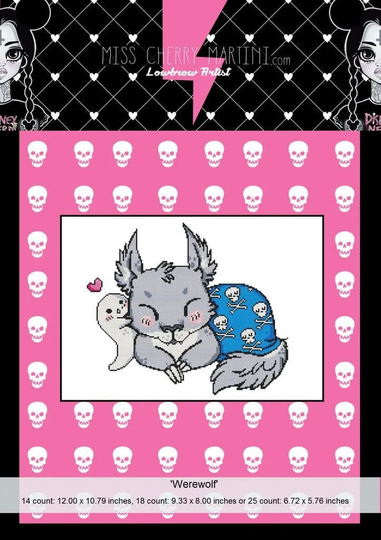 Werewolf By Miss Cherry Martini Modern Cross Stitch Art Kit, 18 Count 2x1