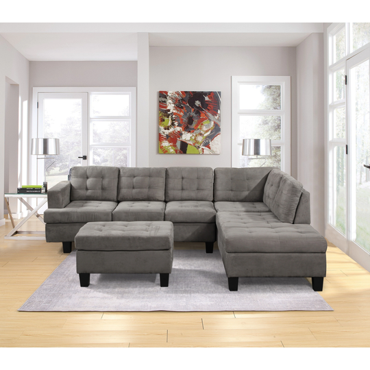 Sectional Sofa with Chaise Lounge and Storage Ottoman