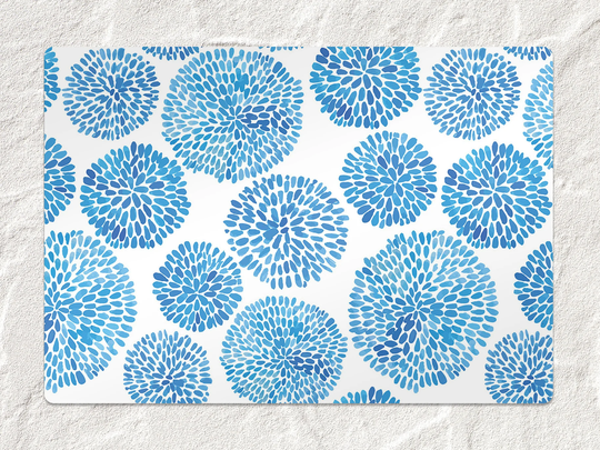 Watercolor Shapes Chair Mat, Blue Splat White Vinyl Floor Protective Flooring, Comfort Mat