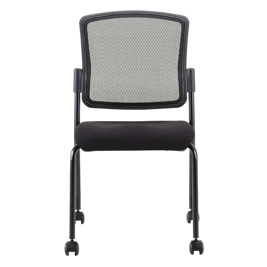 Black Mesh Fabric Rolling Guest Chair
