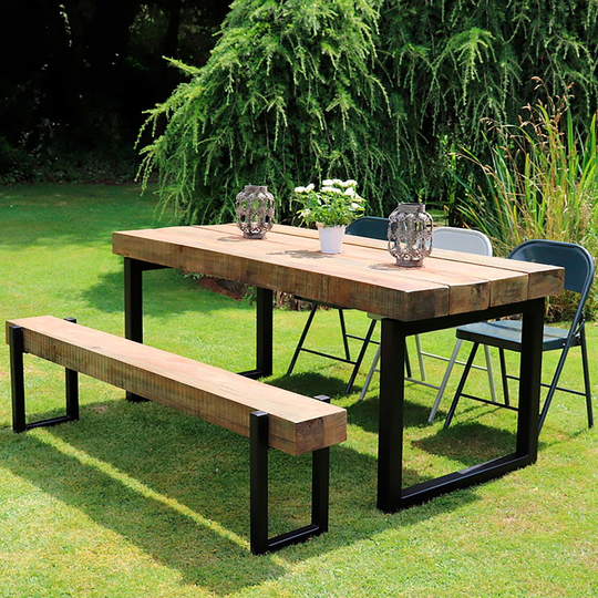 Industrial Outdoor Sleeper Table - Box Frame