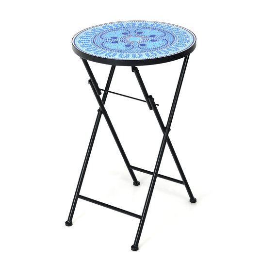 Costway Folding Mosaic Side Table Accent Table Bistro End Table - See details