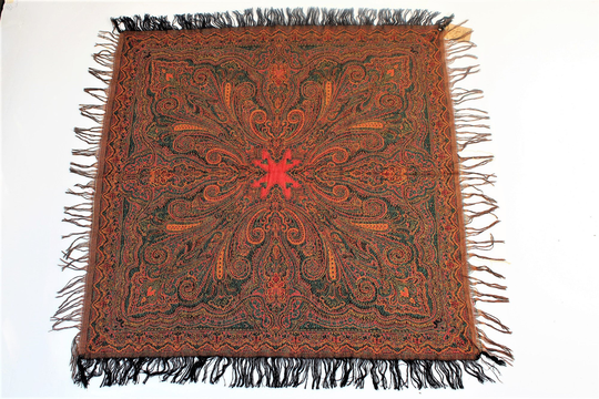 Vintage Woolen Paisley Table Topper, Double Sided, Hand Loom Kashmir-36"x37"Inches-Free Shipping