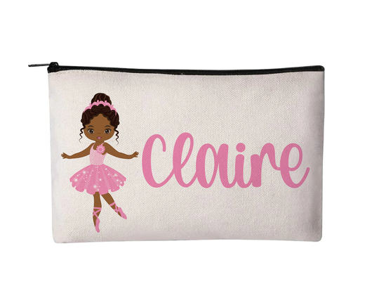 Ballerina Pencil Pouch, Ballet Case, Zippered Make Up Cosmetic Bag, Pouch