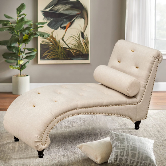 Chaise Lounge Chair Indoor Recliner Leisure Living Room Chair Rest Sofa Couch Armless with Lumber Pillow for Bedroom