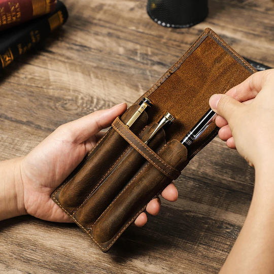 Fountain Pen Case, Leather Holder Personalized, Pencil Vintage Pouch Engraved, Travel Gift, Birthday Gift