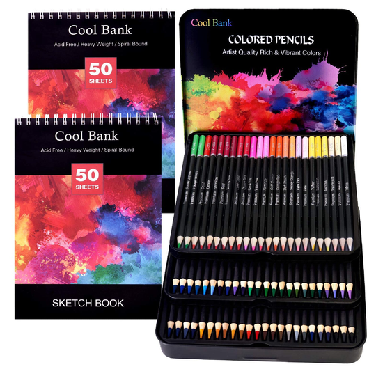 72 Professional Colored Pencils | Artist Pencil Set With 2 X 50 Page Sketch Pads | A4