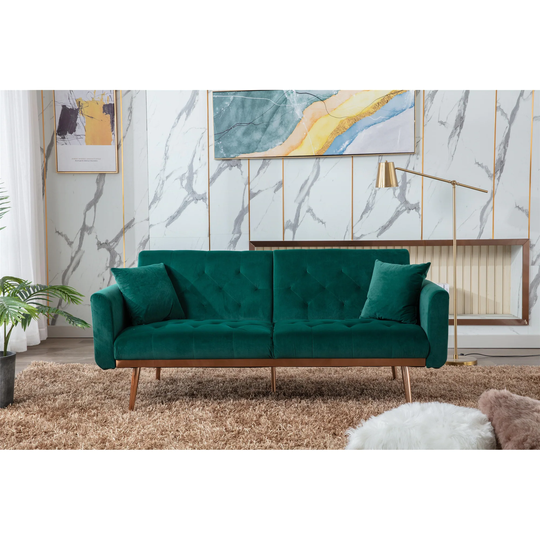 Modern Loveseat Sofa Velvet Upholstered Convertible Futon Sofa & Sofa Bed