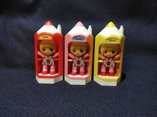 3 Takara Yumeko Pokke-Chan Doll Sets - Bakery, Candies, & Fruits Japanese Toy Pocket Cake Pencil Show English | No Kanji