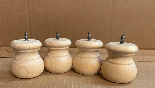 3" Hx 2 3/4W Set Of Four Sofa Legs/ Couch Furniture Legs/Ottoman Bun Feet