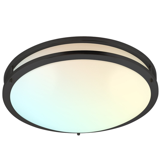 Luxrite 18 Inch LED Flush Mount Ceiling Light 5 Color Selectable Dimmable 24W 2160 Lumens ETL Listed Matte Black