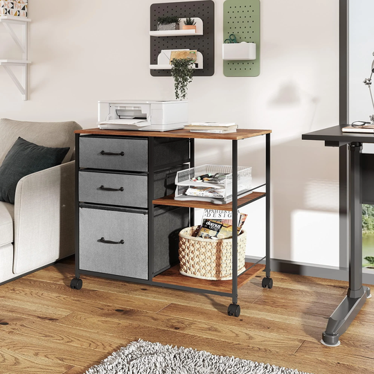 Mobile File Cabinet, Rolling Printer Stand with Open Storage Shelf