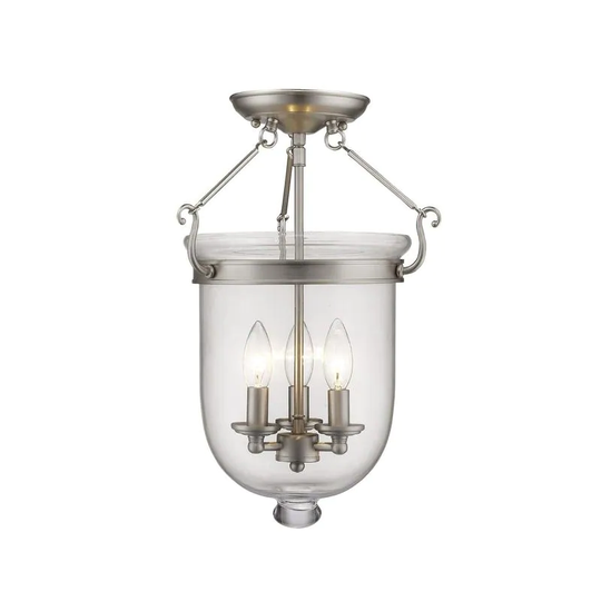Jefferson Pewter Steel Glass Ceiling Mount Light