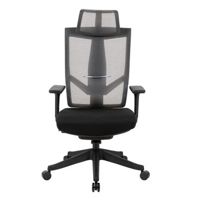 Black Mesh Office Chair With Headrest And 2d Armrest, Chase Back Function With 7 Gears Adjustment, Tilt Function Max 128°, Bifma Certificated
