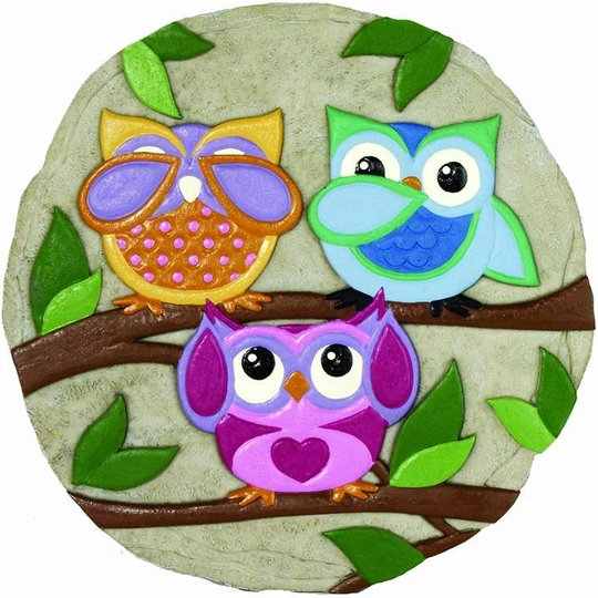 Colorful Owls Decorative Garden Stone - Multi-Color