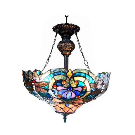 Tiffany-style Dragonfly 2-light Bronze Inverted Pendant