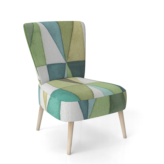 Designart 'Geometric Green Triangle III' Upholstered Mid-Century Accent Chair