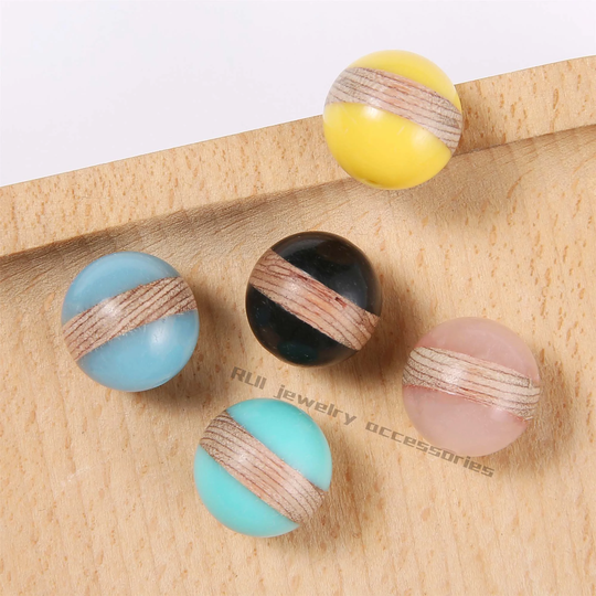 10Pcs Wood Bead, Macaron Color Bead Charm, Colorful Beads