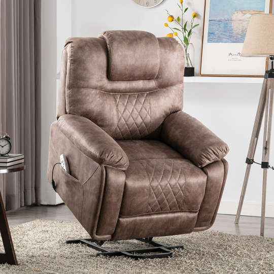 Modern Luxury Style Power Lift Chair with Adjustable Massage Function, Recliner Chair with Heating System for Living Room