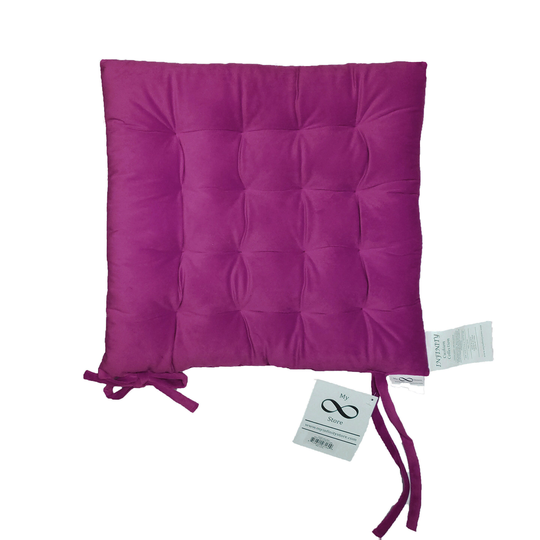 Infinity Collection Violet 16" Square Chair Pad/Cushion Tie Backs Reversible Tufted Plush For Kitchen Bar Stool Dining Room