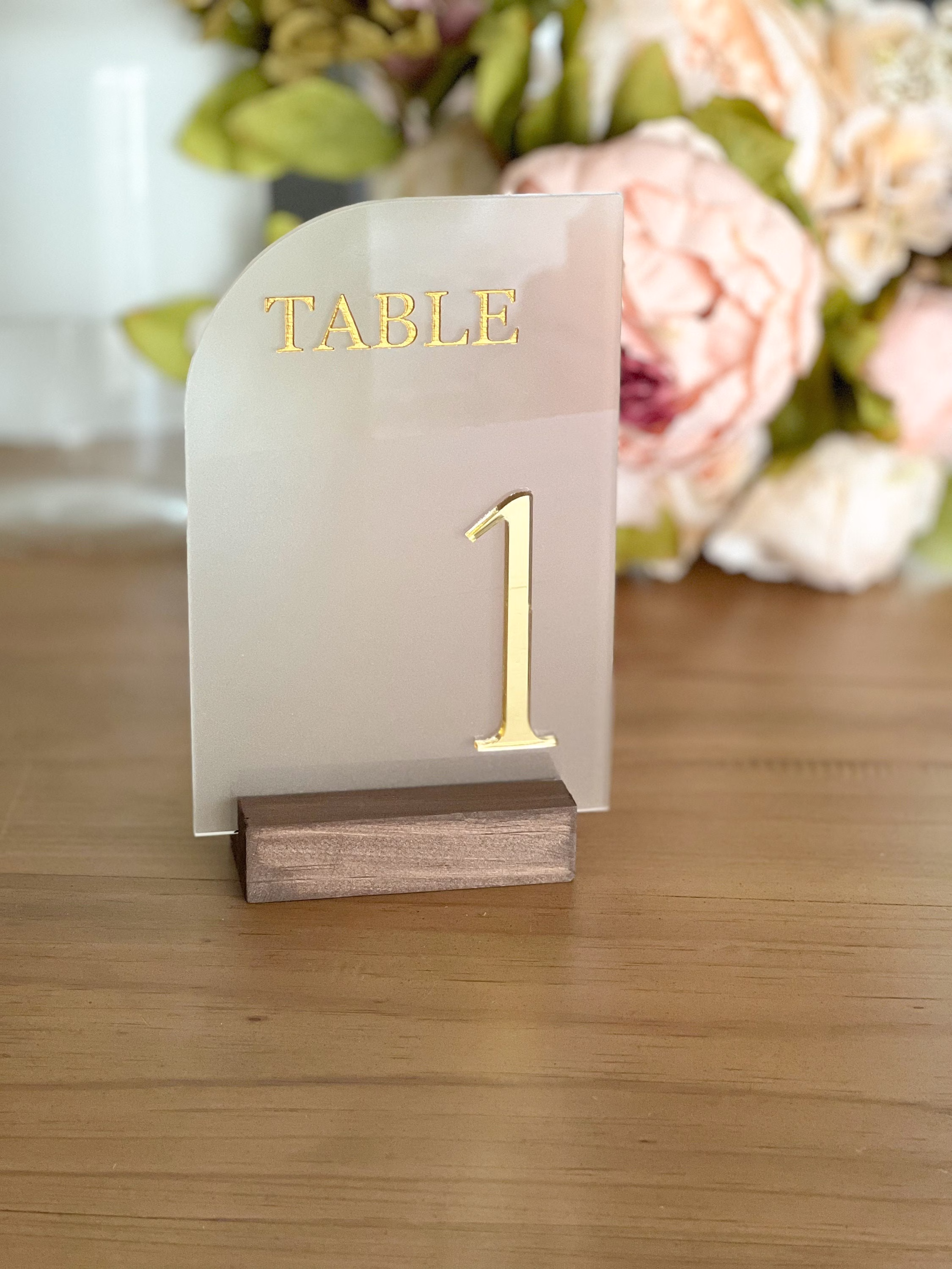 Gold Mirror Half Arch Acrylic Table Number | Modern Signs-Tn17